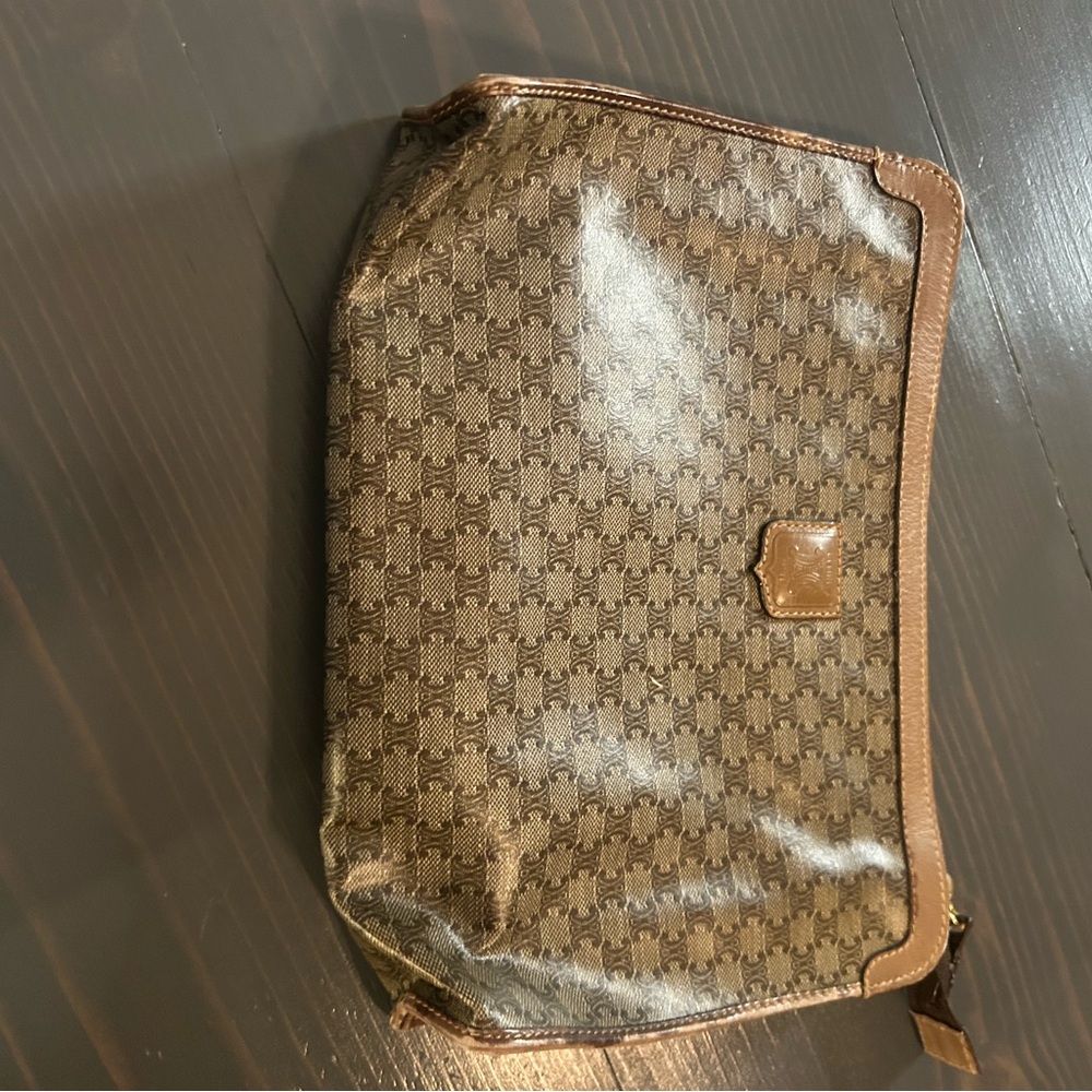 Celine Brown Patterned Clutch - image 1